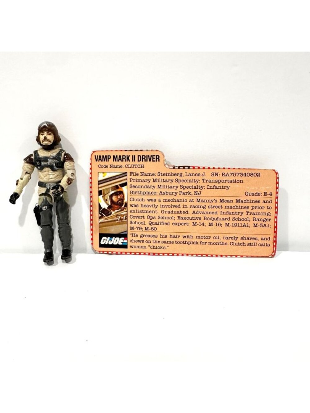 Vintage 1980s G.I. Joe Vamp Mark II Driver Clutch & File Card